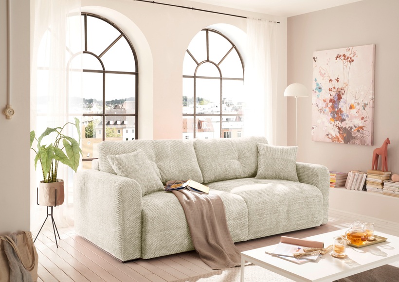 ED EXCITING DESIGN Schlafsofa »Bullet«, frei im Raum stellbar, mit Bettkasten, mit Schlaffunktion, 4 Kissen