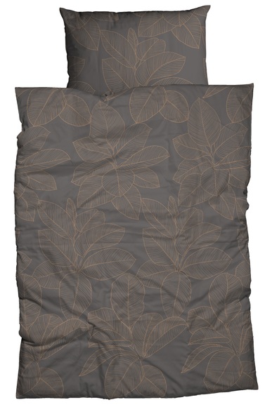 Bettwäsche mit zartem Blättermotiv, anthrazit, 240x240 cm