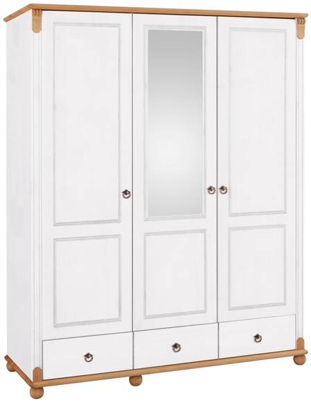 Home affaire Kleiderschrank »Tessin«, Breite 152 cm, Kiefer massiv, mit Spiegel