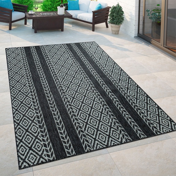 Paco Home Teppich »Coco 203«, rechteckig, 4 mm Höhe, Flachgewebe, Rauten Design, In- und Outdoor geeignet, Wohnzimmer