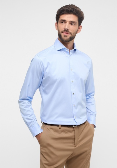 ETERNA LANGARM HEMD MODERN FIT SOFT TAILORING TWILL HELLBLAU UNIFARBEN