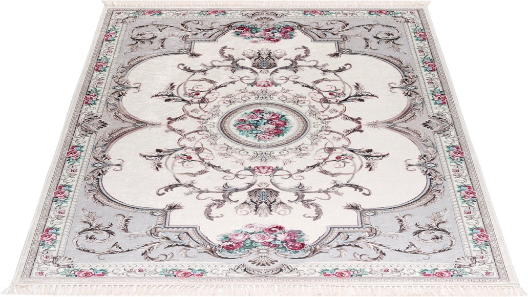 Sehrazat Teppich »Vintage 7000«, rechteckig, Flachflor, Blumen Vintage, Anti Rutsch, waschbar, Wohnzimmer