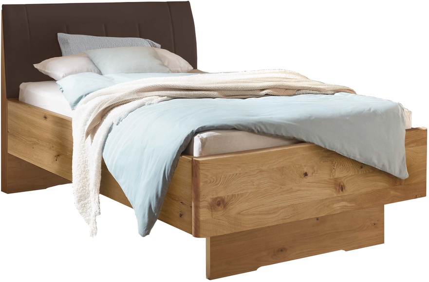WIEMANN Holzbett »Cardiff, Bettgestell, Bettrahmen, teilmassiv, mit Polsterkopfteil« Belastbarkeit 110/220 Kg, 4-fache höhenverstellbar, MADE IN GERMANY, Fussteil aus Massivholz, verschiedene Grössen