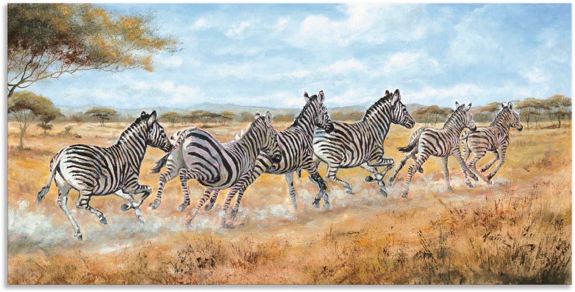 Artland Wandbild »Laufende Zebras«