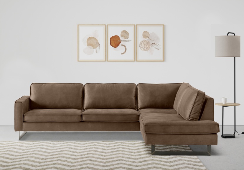 Places of Style Ecksofa »Pinto«, mit Keder und Metallfüssen