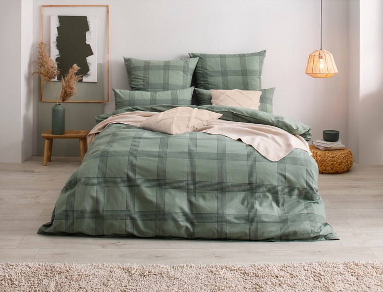 GOODproduct Bettwäsche »Lennja«, (2 tlg.), Bettwäsche aus Bio-Baumwolle, nachhaltige Bettwäsche, Karo-Design