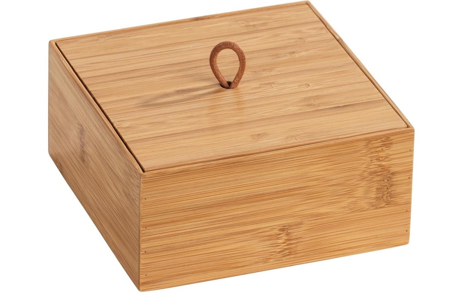 Wenko Box , Terra , Braun , Holz , Bambus , massiv , 15x7x15 cm , Natur,Echtholz , Deckel , 004332052710