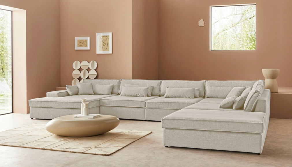 LeGer Home by Lena Gercke Wohnlandschaft »Joreen«, 6 Teile, zusammengesetzt aus Modulen, in vielen Bezugsqualitäten und Farben, fester Sitzkomfort