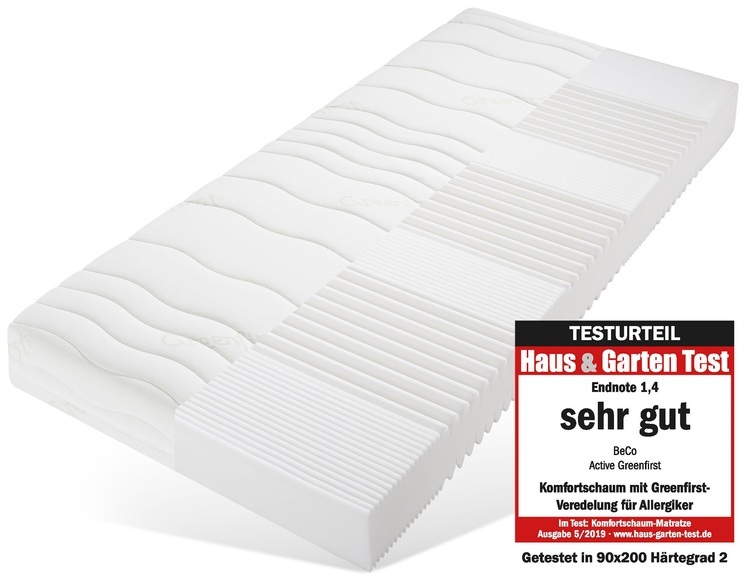 Beco Komfortschaummatratze »Matratze Active Greenfirst - besonders hygienischer Matratzenbezug «, 18 cm hoch, Raumgewicht: 28 kg/m³, (1 St.), vom Verbraucher-Magazin Haus & Garten getestet mit 