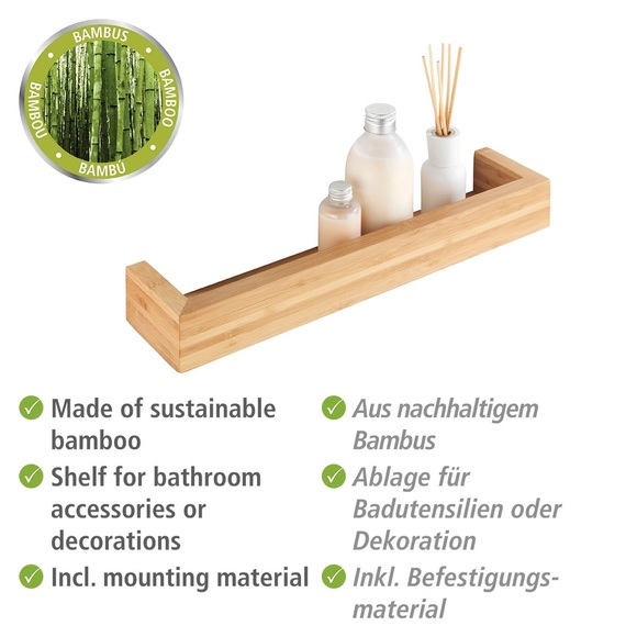 WENKO Wandregal »Bambusa«, BxTxH: 40x5x9 cm, aus Bambus