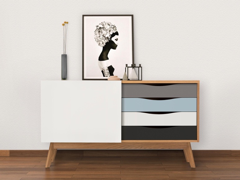 Woodman Sideboard »Hilla«, Breite 130 cm, im angesagten skandinavischen Look, Fussrahmen aus Eiche