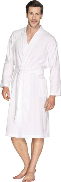 Wewo fashion Unisex-Bademantel »3048«, (1 St., mit Gürtel), für Damen & Herren, leichter Kimono-Schnitt, mit Kapuze, reine Baumwolle, lang