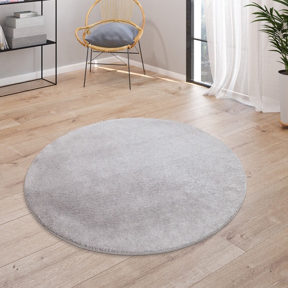 Paco Home Teppich »Cadiz 630«, rund, 18 mm Höhe, besonders weich, Uni-Farben, waschbar, In- und Outdoor geeignet, Wohnzimmer
