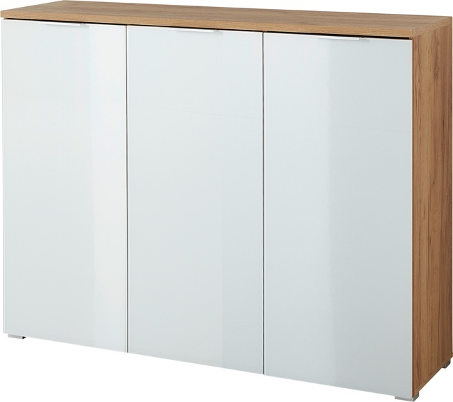 Voleo - Schuhschrank NEW YORK - Mischmaterial - eiche/weiss - 134/40/104 cm
