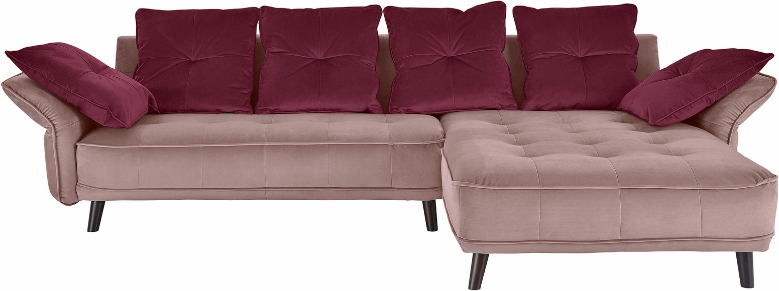 INOSIGN Ecksofa »Charming«, mit farblich abgesetzten Rückenkissen