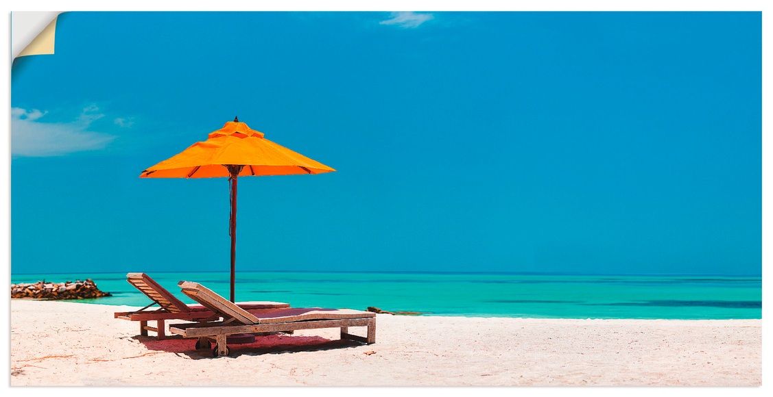 Artland Wandbild »Liegestuhl Sonnenschirm Strand Malediven«