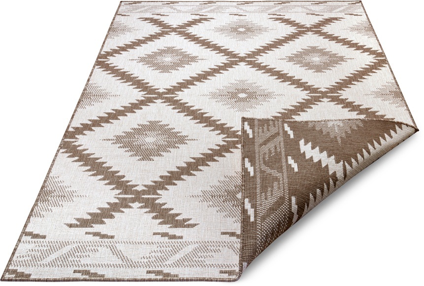 NORTHRUGS Teppich »Malibu«, rechteckig, 5 mm Höhe, In-und Outdoor geeignet, Wohnzimmer, Balkon, Terrasse, Garten, Robust, Pflegeleicht, Flachgewebe, Wendbar