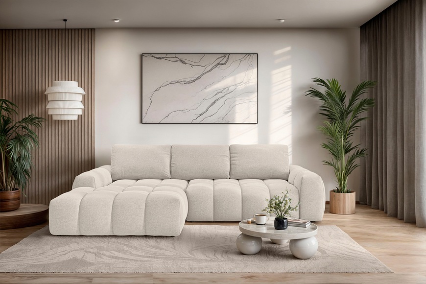 INOSIGN Ecksofa »AZITA klein optionale Schlafsofa mit Bettkasten, B/T/H: 270/166,5/84cm«, L-Form mit Wellenunterfederung, Bubble-Optik