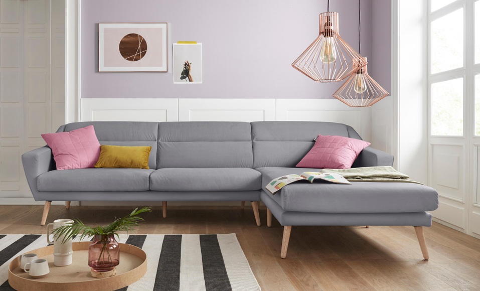 andas Ecksofa »Bille«, mit Naht im Rückenkissen und Beinen aus Eichenholz, Design by Morten Georgsen