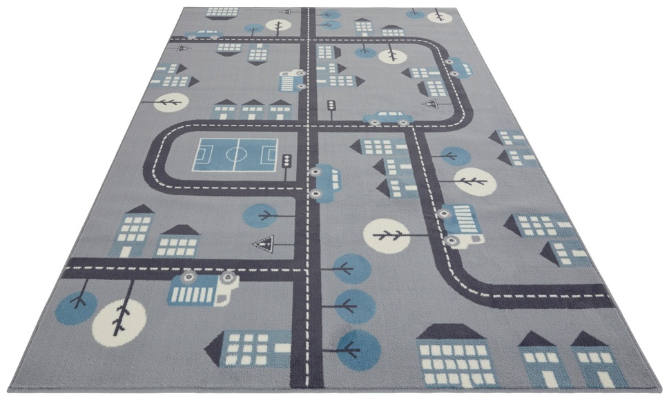 HANSE Home Teppich »Town«, rechteckig, 0,9 mm Höhe, Weicher Flor, Schaldämmende Spielunterlage, Kinderzimmer, Strassen Design, Kurzflor, Robust, pflegeleicht