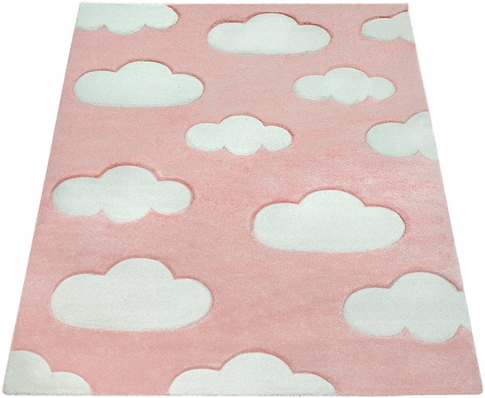 Paco Home Kinderteppich »Cosmo 342«, rechteckig, 12 mm Höhe, 3D-Design, niedliches Wolken Motiv, Pastell-Farben, Kinderzimmer