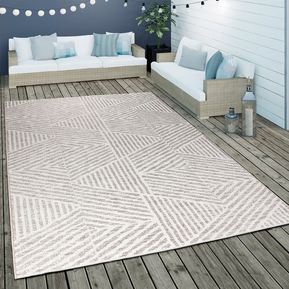 Paco Home Teppich »Kortrijk 746«, rechteckig, 4 mm Höhe, Flachgewebe, modernes geometrisches Desing, In- und Outdoor geeignet, ideal im Wohnzimmer & Schlafzimmer