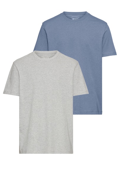 Man's World Rundhalsshirt, Kurzarm, Basic-Stil, aus Baumwollmischung, 2er-Pack