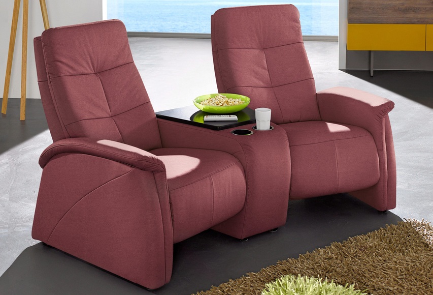 exxpo - sofa fashion 2-Sitzer, mit Relaxfunktion, integrierter Tischablage und Stauraumfach