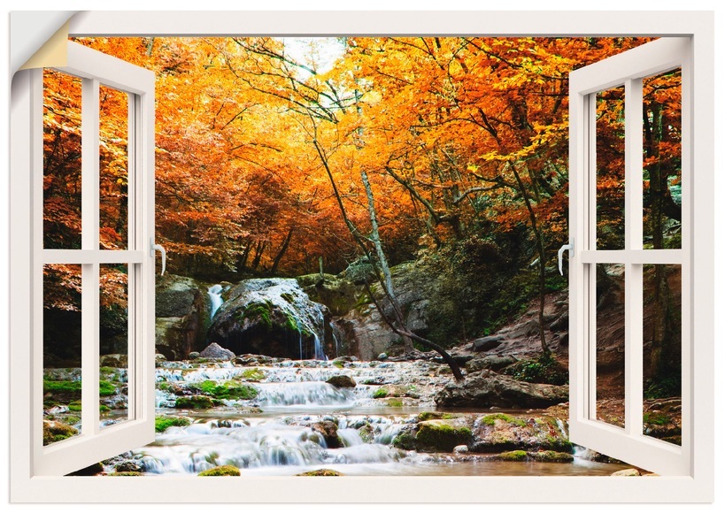 Artland Wandbild »Fensterblick - Herbstlicher Wasserfall«