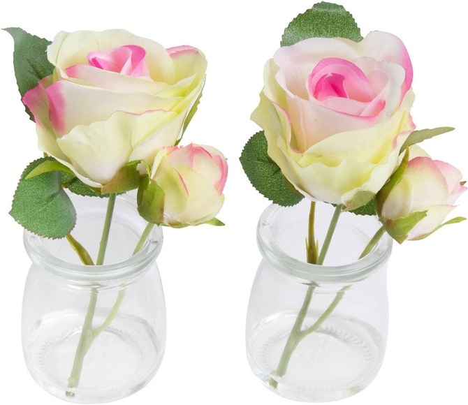 Botanic-Haus Kunstblume »Rose im Glas«, (Set, 2 St.)