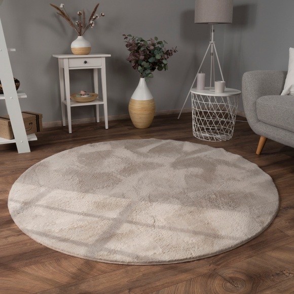Paco Home Teppich »Soft 380«, rund, 22 mm Höhe, Kuschelteppich - besonders weich, Uni-Farben, ideal im Wohnzimmer & Schlafzimmer