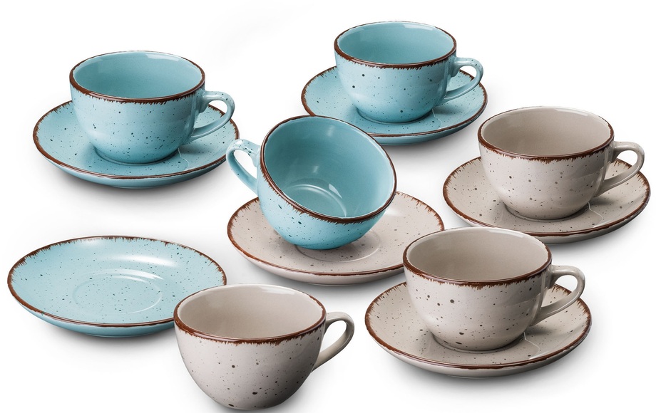 ARTE VIVA Cappuccinotasse »Puro«, (Set, 6 Cappuccinotassen-6 Cappuccinountertassen), vom Sternekoch Thomas Wohlfarter empfohlen