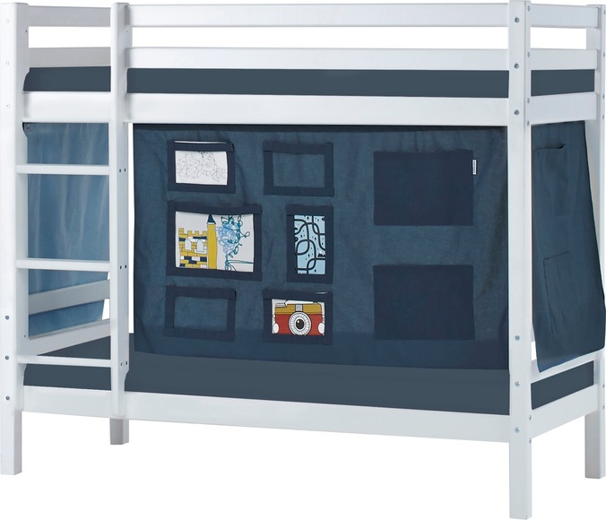 Hoppekids Etagenbett, Liegefläche 70x160 cm, Kiefer weiss lackiert,mit Textilset und wahlweise mit Matratze