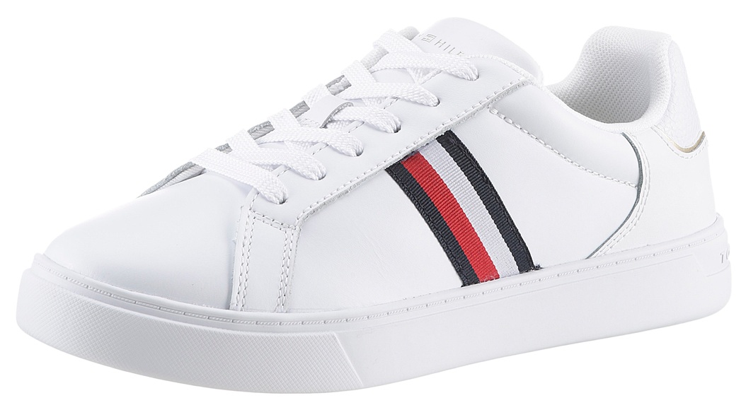 Tommy Hilfiger Sneaker »ESSENTIAL COURT SNEAKER STRIPES«, Freizeitschuh, Halbschuh, Schnürschuh mit gepolstertem Schaftrand