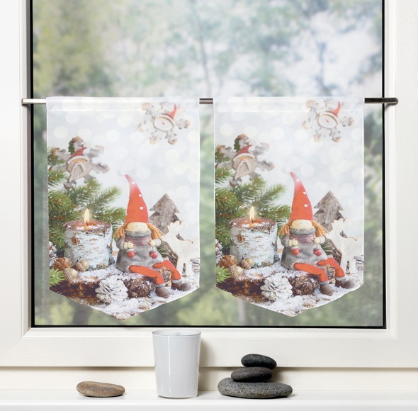 HOME WOHNIDEEN Vorhang »WEINACHTSWICHTEL«, Fensterbilder Voile digital bedruckt
