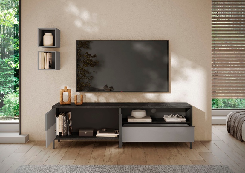 INOSIGN Lowboard »Everest Breite 206 cm, TV-Board mit 2 Türen u. 1 Schubkasten«, Fernsehtisch, TV-Schrank, Soft/Self Closing, Korpus 22 mm