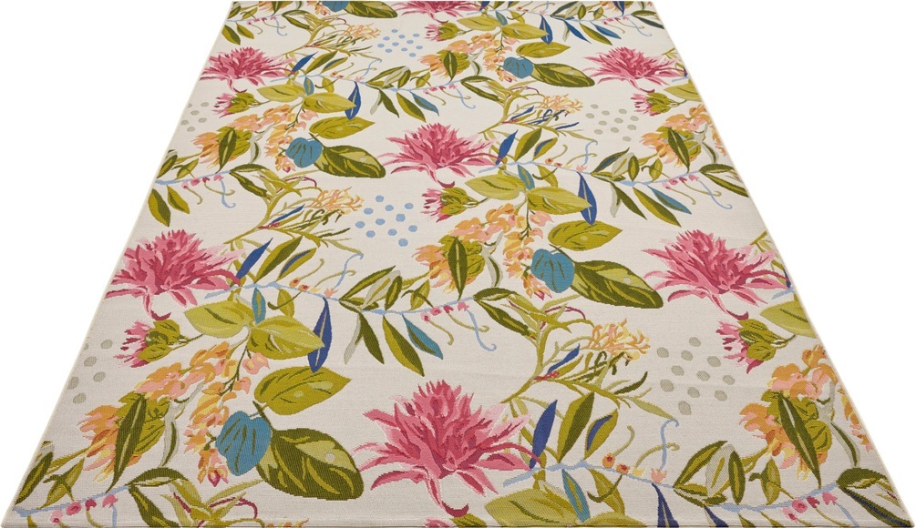HANSE Home Outdoorteppich »Flowers and Leaves«, rechteckig, 3 mm Höhe, strapazierfähig, robust, pflegeleicht, fussbodenheizungsgeeignet