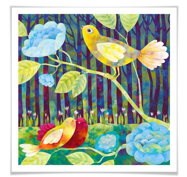 Wall-Art Poster »Märchen Wandbilder Vögel im Wald«, Vögel, (1 St.), Poster, Wandbild, Bild, Wandposter