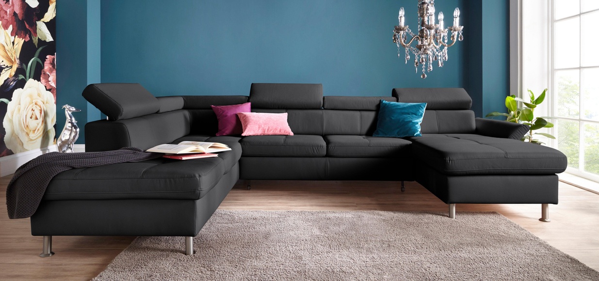 exxpo - sofa fashion Wohnlandschaft, inkl. Kopf- bzw. Rückenverstellungwahlweise mit Bettfunktion und Bettkasten