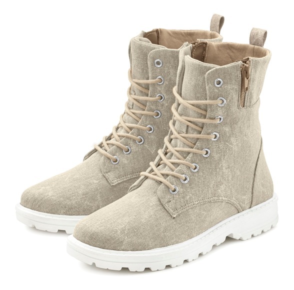 LASCANA Schnürstiefelette, zum Schnüren, modische Optik im Combat Look, Reissverschluss-Boots