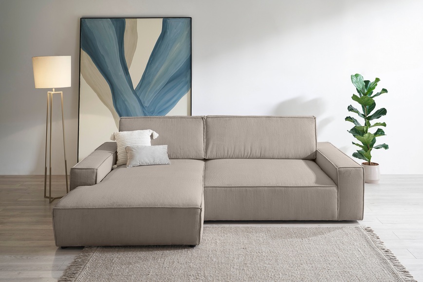 Home affaire Ecksofa »NEU: SHERWOOD XXL 284, Big-Sofa L-Form, tiefe Sitzfläche 95 cm, Cord«, Recamiere rechts/links, als Schlafsofa stellbar, Cord u. Leinenoptik