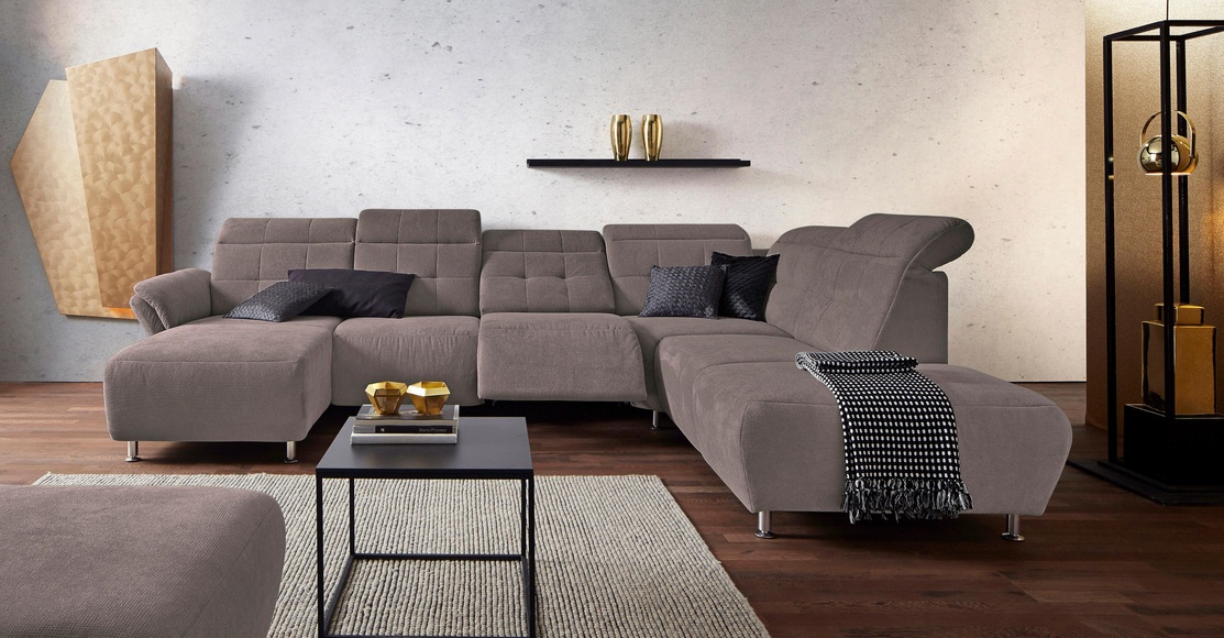 Places of Style Wohnlandschaft »Manhattan«, 2 Sitze mit elektrischer Relaxfunktion, verstellbare Armlehnen