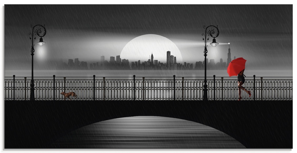 Artland Glasbild »Die Brücke im Regen«
