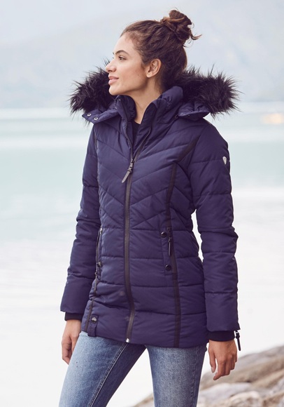 ALPENBLITZ Winterjacke »Pistenglück«, hochwertige Steppjacke m. voluminöser Fellimitat-Kapuze