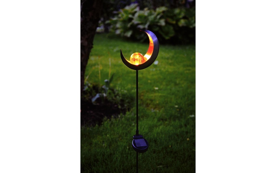 LED Solar-Mond Melilla mit Stab, schwarzfarbend