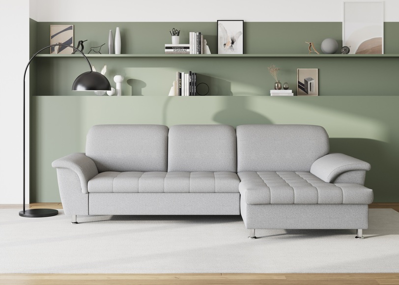 DOMO collection Ecksofa »Franzi«, wahlweise mit Bettfunktion, Bettkasten und Kopfteilverstellung, frei im Raum stellbar