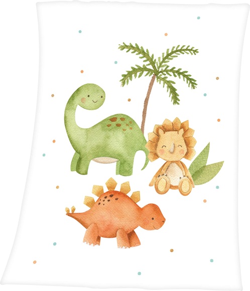 babybest® Microfaser-Flauschdecke Dinos 70 x 100 cm