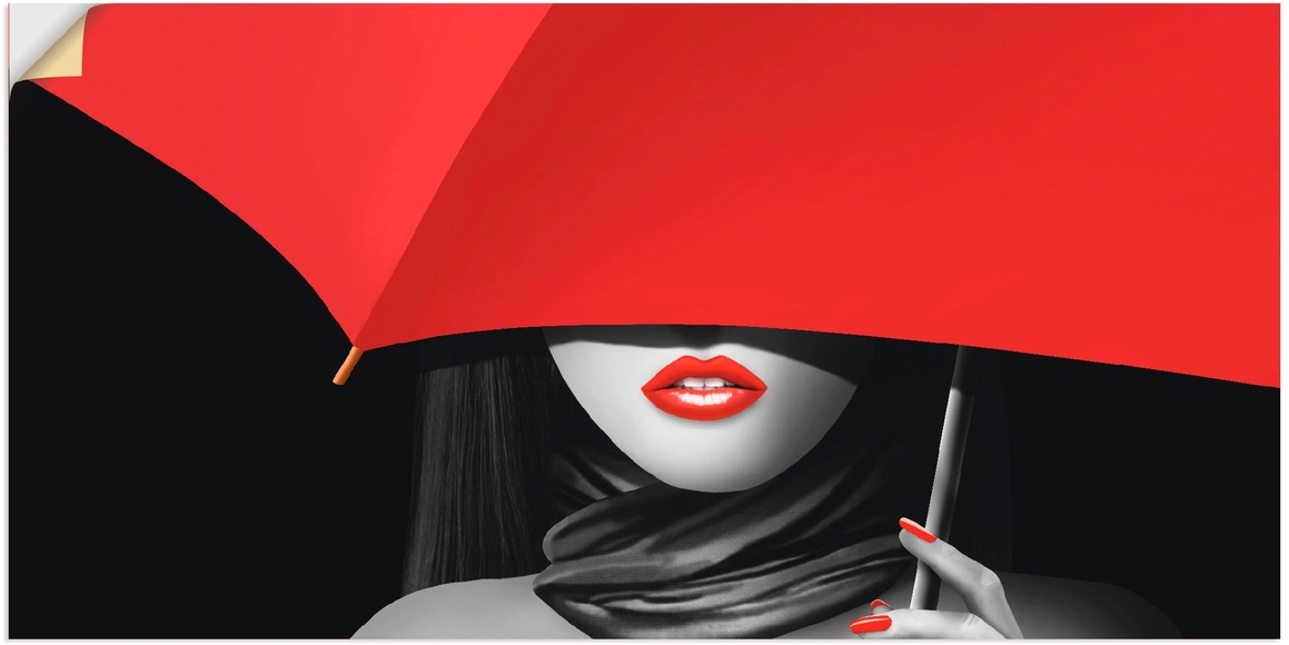 Artland Wandbild »Rote Lippen unter dem Regenschirm«