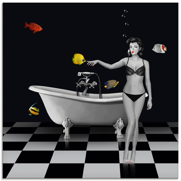 Artland Glasbild »Ein Badezimmer für Fische«
