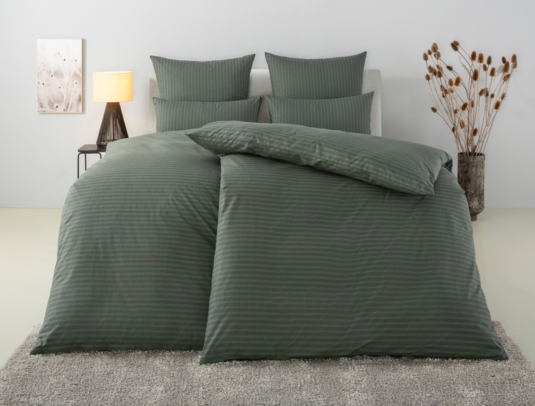 Bruno Banani Bettwäsche »Jassen in Gr. 135x200 oder 155x220 cm«, (3 tlg.), moderne Bettwäsche aus Baumwolle, Bettwäsche mit Streifen-Design